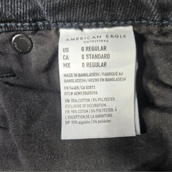 American Eagle Women Size 0 Regular Highest Rise Distressed Black Grey Mom Jeans - Picture 6 of 11